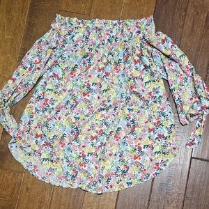 H&M Multicolor Floral Cold Shoulder Blouse